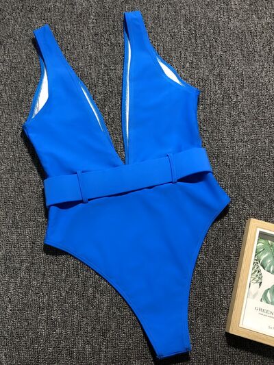 Explore More Collection - Plunge Wide Strap Sleeveless One-Piece Swimwear