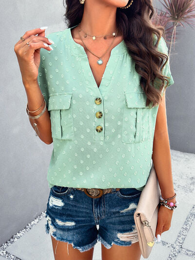 Explore More Collection - Swiss Dot Short Sleeve Blouse