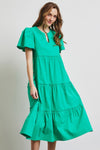 Explore More Collection - HEYSON Full Size Cotton Poplin Ruffled Tiered Midi Dress