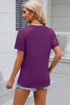 Explore More Collection - Openwork Round Neck Short Sleeve T-Shirt