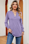 Explore More Collection - Notched Lantern Sleeve T-Shirt