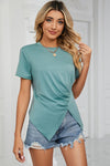 Explore More Collection - Ruched Round Neck Short Sleeve T-Shirt