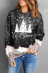 Explore More Collection - LET IT SNOW Graphic Leopard Sweatshirt