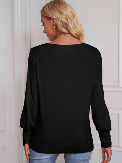 Explore More Collection - Round Neck Lantern Sleeve Blouse