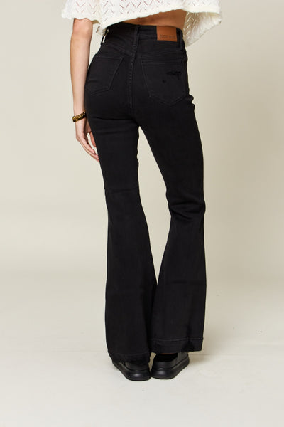 Explore More Collection - Judy Blue Full Size High Waist Distressed Flare Jeans