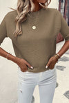 Explore More Collection - Round Neck Half Sleeve Knit Top