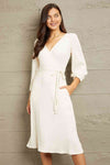 Explore More Collection - Culture Code Full Size Surplice Flare Ruching Dress