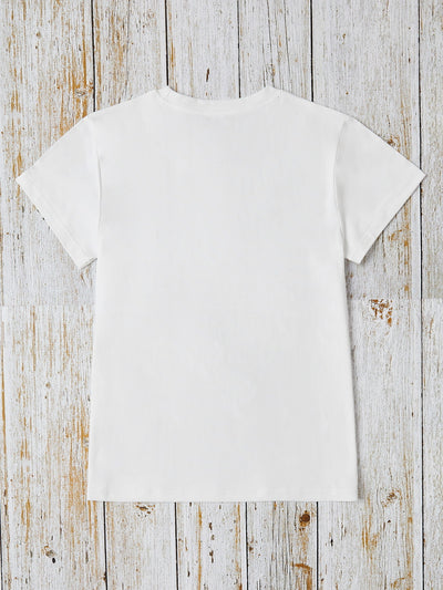 Explore More Collection - Letter Graphic Round Neck Short Sleeve T-Shirt