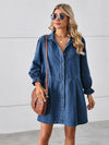 Explore More Collection - Button Up Flounce Sleeve Mini Denim Dress