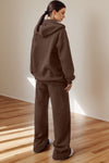 Explore More Collection - Zip Up Drawstring Hoodie and Pants Set