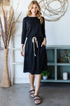 Explore More Collection - Reborn J Drawstring Waist Long Sleeve Tee Dress