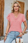 Explore More Collection - V-Neck Petal Sleeve T-Shirt