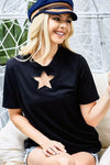 Explore More Collection - BiBi Star Cutout Short Sleeve T-Shirt