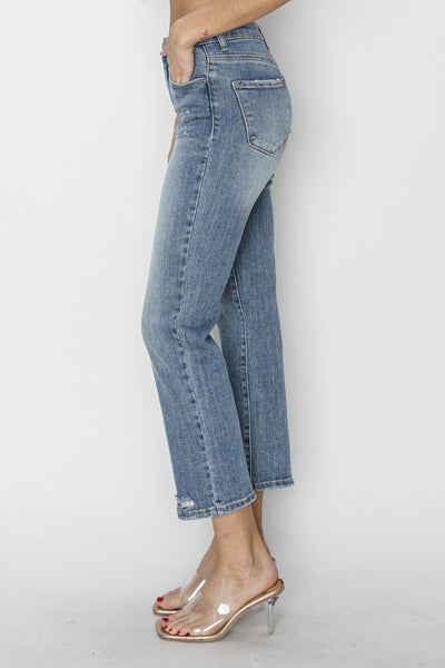 Explore More Collection - RISEN Full Size High Waist Distressed Cropped Jeans