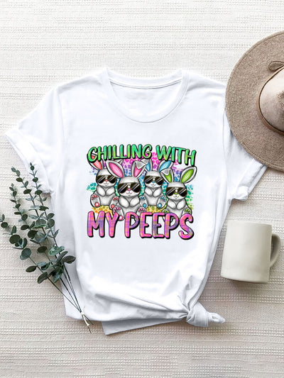 Explore More Collection - CHILLING WITH MY PEEPS Round Neck T-Shirt