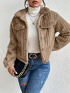 Explore More Collection - Fuzzy Button Up Collared Neck Jacket