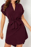 Explore More  Collection - Tied Notched Short Sleeve Dress