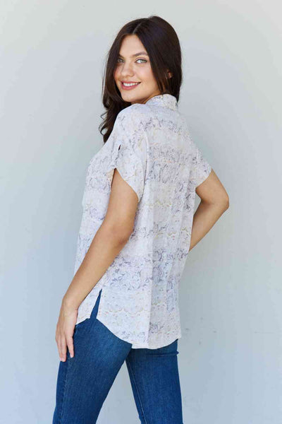 Explore More Collection - ODDI Full Size Floral Paisley Print Twist Tunic Top