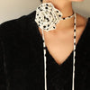 Explore More Collection - Polka Dot Camellia Flower Tie Choker Necklace