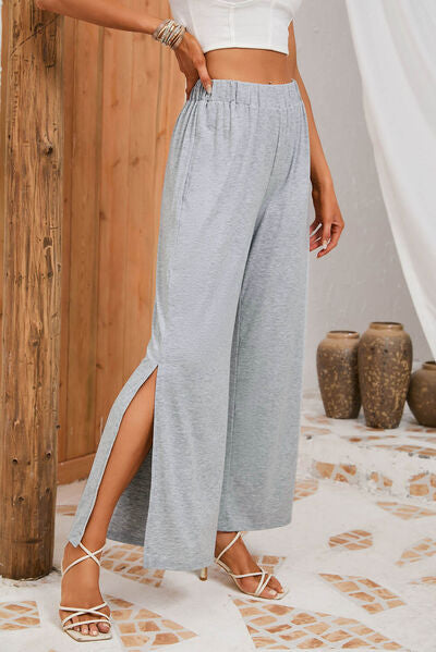 Explore More Collection - Slit Elastic Waist Pants