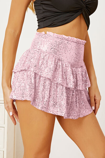 Explore More Collection - Sequin Layered Mini Skirt