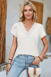 Explore More Collection - V-Neck Petal Sleeve T-Shirt