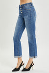 Explore More Collection - RISEN Full Size Button Fly Cropped Bootcut Jeans