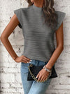 Explore More Collection - Mock Neck Cap Sleeve T-Shirt