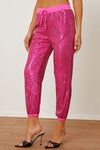 Explore More Collection - Sequin Drawstring Pants with Pockets