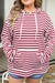 Explore More Collection - Plus Size Drawstring Striped Dropped Shoulder Hoodie