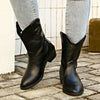 Explore More Collection - PU Leather Block Heel Boots