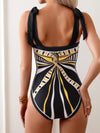 Explore More  Collection - Printed V-Neck Tie Shoulder Swimwear and Skirt Set