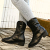 Explore More Collection - PU Leather Block Heel Boots