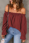 Explore More Collection - Frill Off-Shoulder Flounce Sleeve Blouse