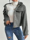 Explore More Collection - Fuzzy Button Up Collared Neck Jacket