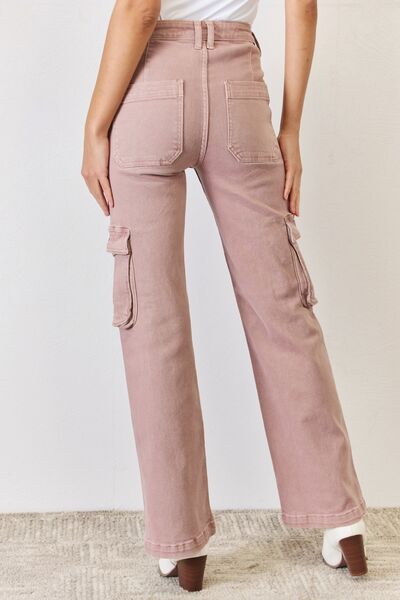 Explore More Collection - RISEN Full Size High Rise Cargo Wide Leg Jeans