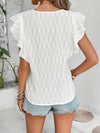 Explore More Collection - Scalloped V-Neck Butterfly Sleeve Top