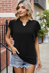 Explore More Collection - Ruffled Notched Cap Sleeve T-Shirt