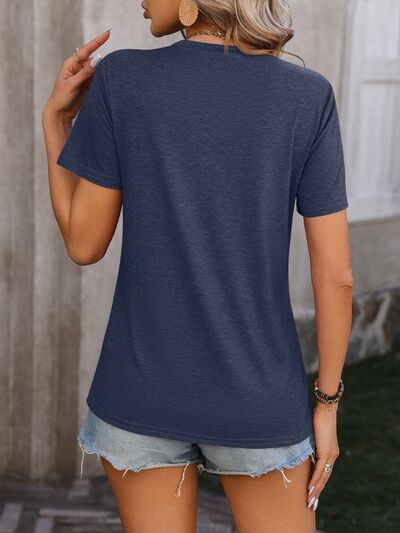 Explore More Collection - Heathered Round Neck Short Sleeve T-Shirt