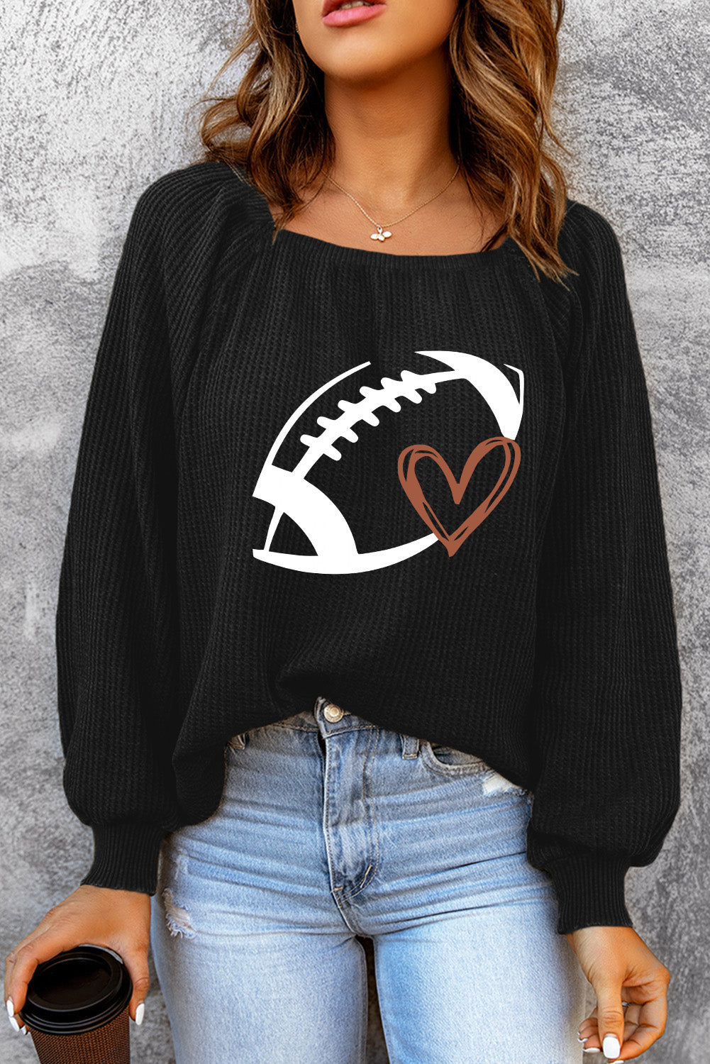 Explore More Collection - Football Graphic Ribbed Top