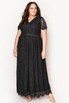 Explore More Collection - V-Neck Short Sleeve Lace Maxi Dress