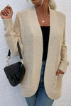 Explore More Collection - Open Front Rib-Knit Cardigan with Pockets