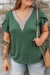 Explore More Collection - Plus Size V-Neck Petal Sleeve Blouse