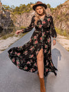 Explore More Collection - Plus Size V-Neck Front Slit Dress