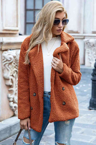 Explore More Collection - Full Size Lapel Collar Sherpa Coat