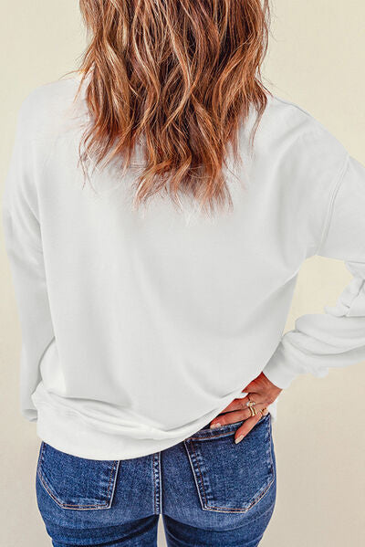 Explore More Collection - Sequin Round Neck Long Sleeve Sweatshirt