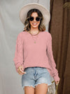 Explore More Collection - Openwork Round Neck Raglan Sleeve Sweater