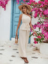 Explore More Collection - Single Shoulder Tie Waist Top and Pants Set