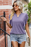 Explore More Collection - Ruffled Notched Cap Sleeve T-Shirt