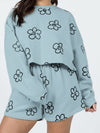 Explore More Collection - Floral Dropped Shoulder Sweatshirt and Shorts Set
